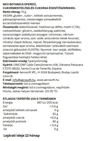 UNICONF NEO Botanica STEVIA, epres zselécukor, 72g