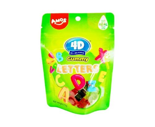 AMOS 4D Fun&Play Gummy Letters vegyes gyümölcsízű gumicukor betű formában 100g