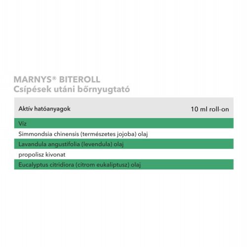 MARNYS BITEROLL ROLL-ON ROVAROK, CSÍPŐ ÉS SZÚRÓS NÖVÉNYEK, MEDÚZA OKOZTA SÉRÜLÉSEKRE, 10ML, ROLL ON (GOLYÓS ÜVEG) KISZERELÉSSEL, KÜLSŐLEGES HASZNÁLATRA